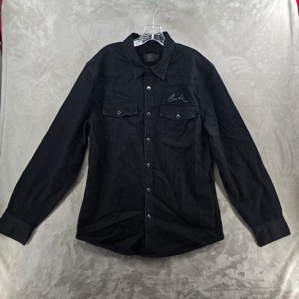 NWOT Johnny Cash Huckberry Mens L Western Shirt Black Pearl Diamond Snap